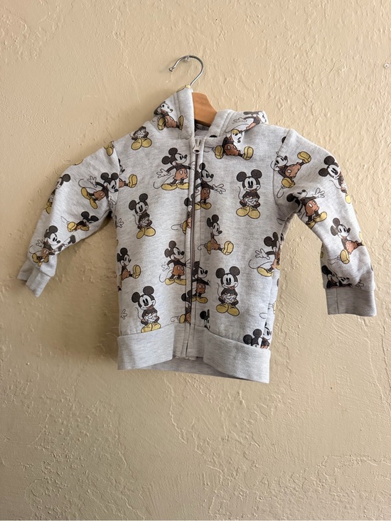 Disney Other - Disney Kids Light Gray Mickey Mouse Zip Hoodie with Yellow Accents